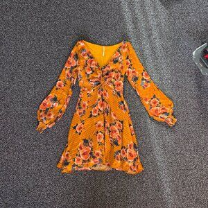 Free People Orange floral satin dress